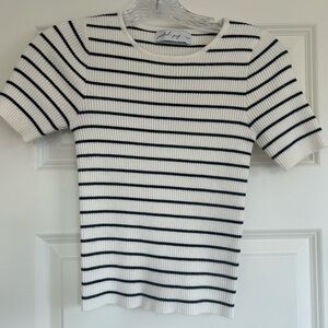 Petal & Pup Navy and Cream Ribbed Tee